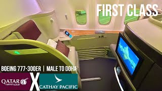 Qatar Airways x Cathay Pacific First Class Boeing 777300ER  Male to Doha [upl. by Rechaba133]