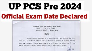 Official Exam Date UP PCS Pre 2024 [upl. by Esbensen910]