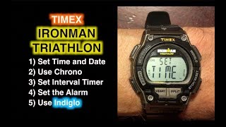 How to Set Timex Ironman Triathlon  Set Time Date Chrono Timer and Alarm [upl. by Jerrome]