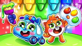 Colorful Crayons Song ✏️😍 Funny Learning Color Song🚓🚗🚌🚑More Nursery Rhymes by Cars amp Play [upl. by Addam570]