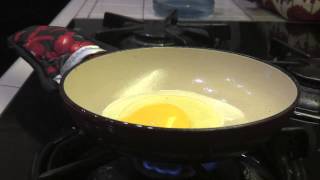 How To Fry Eggs using an Enameled Skillet Le Creuset  Cast Iron Cooking [upl. by Ailel365]