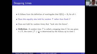 Lecture 10 Martingales optional stopping and the voter model [upl. by Olnton]