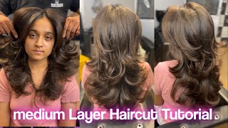 How To Medium Layer Haircut  Haircut Tutorial  Butterfly Haircut  In Hindi  Easy Haircut [upl. by Aihseit294]