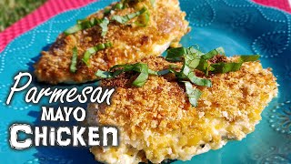 Parmesan Mayo Crusted Chicken  Whats For Din  Courtney Budzyn  Recipe 52 [upl. by Solis]