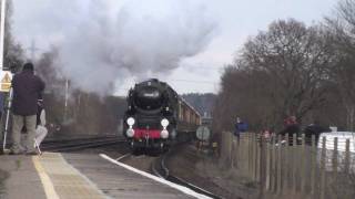 Southern 35028 Clan Line heads through West Byfleet HD [upl. by Nolrac]