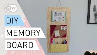 DIY  Wooden memo board  Quick and easy tutorial  Message board memory board [upl. by Laerdna94]