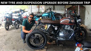 NEW TYRE AND SUSPENSION UPGRADE DONE BEFORE ZANSKAR TRIP  INTERCEPTOR 650 MARK IS NOW READY [upl. by Persons]