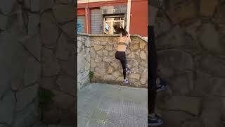 OMG😱 Parkour Girl Free Running shorts [upl. by Nagoh]