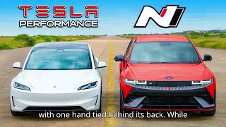 Tesla Model 3 Performance Races Hyundai Ioniq 5 N Not What Youd Expect [upl. by Assedo]