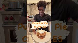 Pumpkin Pie Chaffles chaffle waffle breakfast pumpkin recipe foodie collagen keto ketodiet [upl. by Nohtiek]