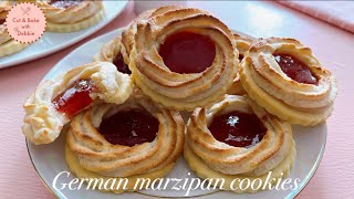 German Marzipan Cookies  Ochsenaugen Rezept [upl. by Ajnotal]