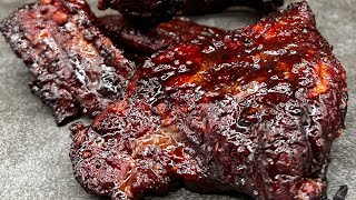 How To Smoke BBQ Ribs  Wine Steamed shorts ribs barbeque [upl. by Arlo]