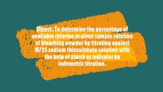 Percentage of available chlorine in bleaching powder Iodometric Titration [upl. by Naeroled236]