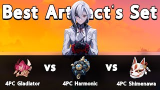 Best Artifact Set for Arlecchino  4PC Gladiators vs 4PC Shimenawas vs 4PC Harmonic Whimsy [upl. by Ttergram]