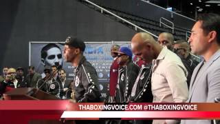 ZAB JUDAH CHECKS OSCAR DE LA HOYA AT PRESS CONFERENCE [upl. by Grefer80]