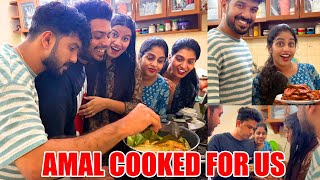 HUSBAND COOKING FOR A DAY ❤️ ANJI ഞെട്ടി 😍  AMAL COOKED FOR US  FISH NIRVANA  PULLOTHI [upl. by Odlonra467]