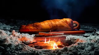 Winter Camping Alone  Overnight Tarp Bivy and Deep Snow in the Backcountry [upl. by Ellora]