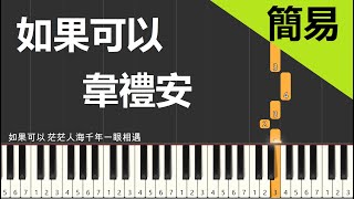 電影月老主題曲 韋禮安 如果可以 鋼琴教學 簡易單手版 [upl. by Aronas]