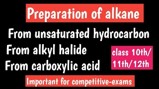 preparation of alkane  Alkane preparation from alkyl halideCOOH alkene alkynes [upl. by Sirred]