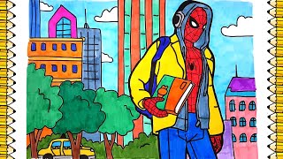 How to Draw Spiderman Spiderman in the City Coloring Pages [upl. by Sherl]