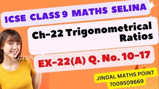 Ch22 Trigonometrical Ratios Ex22A Q No1017 From Selina Concise For Class 9 Math [upl. by Salaidh386]