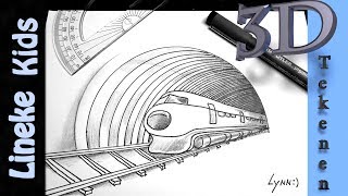 TREIN tekenen in 3D  hoge snelheidstrein in tunnel tekening [upl. by Vani715]