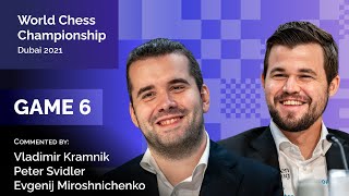 Carlsen  Nepomniachtchi  Game 6  Kramnik Svidler Miroschnichenko  World Chess Championship [upl. by Amarette]