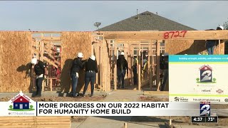 Walls going up on the 2022 Houston Habitat for Humanity home build on Veritex Community Banks b [upl. by Nosecyrb]