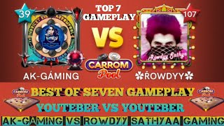 Carrom pool akgaming147 comeback☠️rowdyy VS akgaming best of seven game😱 top7 gameplay CarromPool😎 [upl. by Eidok]