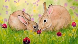 Bunnies in Watercolor LIVE painting lesson 1230pm ET [upl. by Terena]