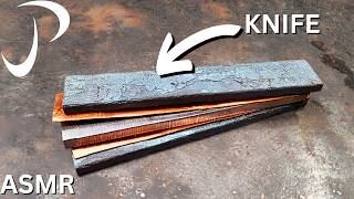 Making A Hunting Knife From Copper And Damascus  ASMR [upl. by Butch]