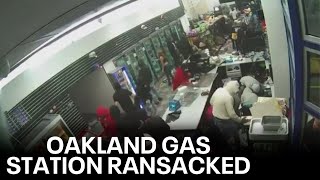 Robbers ransack Oakland gas station  KTVU [upl. by Kappenne]