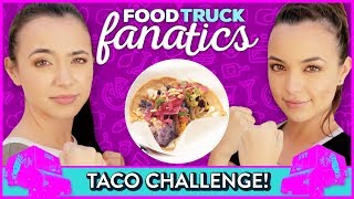 CELEBRITY TACOS CHALLENGE Food Truck Fanatics w Merrell Twins [upl. by Idnic]