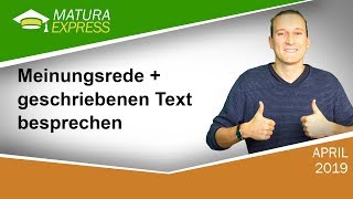 Meinungsrede  Geschriebenen Text besprechen  Zentralmatura Deutsch September 2019 15 [upl. by Kleiman]