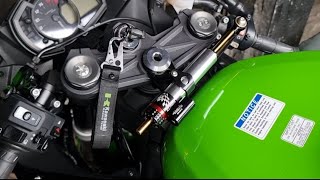 INSTALLING STEERING DAMPER MATRIS SILVER FOR ZX6R KAWASAKI NINJA  STEP BY STEP TUTORIAL [upl. by Stinky]