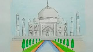 How To Draw Taj Mahal With Easy Tricks  Easy Drawing video [upl. by Aikaj]