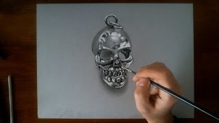 Disegno realistico in time lapse teschio cromato [upl. by Boehike]