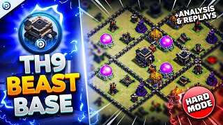 The ULTIMATE TH9 HARD MODE WAR BASE with LINK 2024  Town Hall 9 War Base ANALYSIS  PROOF Replays [upl. by Eeimaj939]