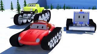 Snowplough Monster Trucks amp Spid the racing car  Cartoons for children [upl. by Aehta926]