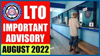 NEW LTO IMPORTANT ADVISORY NA DAPAT MONG MALAMAN NGAYONG AUGUST 2022 [upl. by Solberg]