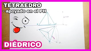 DIÉDRICO  tetraedro APOYADO⬇️ en el plano horizontal💥 PH obtener su altura [upl. by Ennaeilsel933]