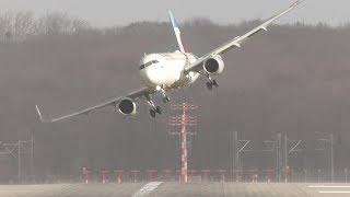 UNBELIEVABLE CROSSWIND LANDINGS during a STORM with 20 ABORTED LANDINGS  GO AROUND [upl. by Rickard]