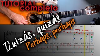 Cómo tocar Quizás quizás para guitarra sola tablatura con melodía acordes y acompañamiento [upl. by Whang]