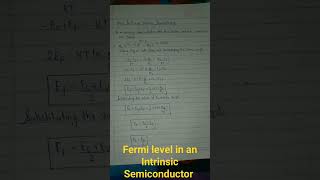 Engineering Physics  Fermi level in an Intrinsic Semiconductor  Derivation [upl. by Koslo481]