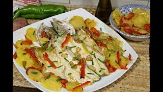 Lubina al horno con patatas receta muy facil de pescado [upl. by Gwennie136]