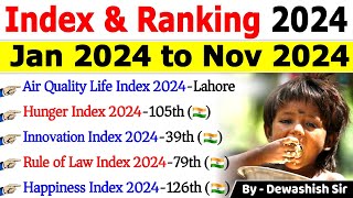 INDEX 2024 Current Affairs  Important INDEX 2024  Indexes amp Rankings 2024  Current Affairs 2024 [upl. by Adnek]