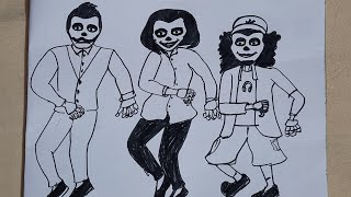 DRAWING PINAKI CARTOON PINAKI AND BHOOT BANDHUS IN REAL LIFE PINAKI AND HAPPY CARTOON [upl. by Meter427]