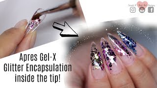 ✨HOW TO USE GLITTER INSIDE APRES GELX TIPS  ENCAPSULATED GLASS GLITTER NAILS✨ [upl. by Susana]