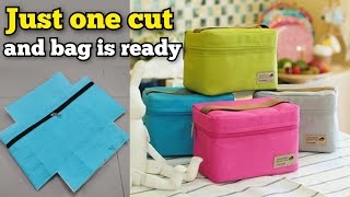 ⭐New Trick  Lunch box bag making at home bag cutting and stitching box pouch DIY makeup pouch [upl. by Erhard]