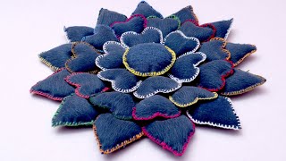 WOW  Easy Doormat Making at Home Using old Jeans  Old Jeans Recycling [upl. by Aivatnahs]